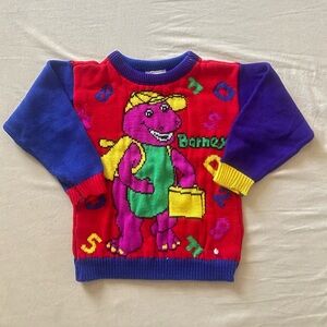 Vintage Barney Color-block Knitted Sweatshirt 18m